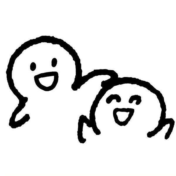 可爱欢乐两人简笔画头像图片 快乐开心双人组