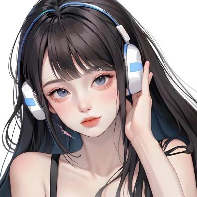 ai头像女手绘高清图片