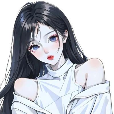 ai头像女手绘高清图片