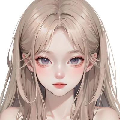 ai头像女手绘高清图片