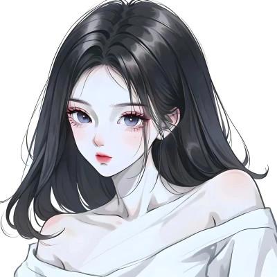 ai头像女手绘高清图片
