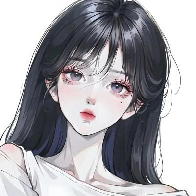 ai头像女手绘高清图片