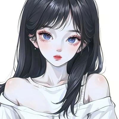 ai头像女手绘高清图片