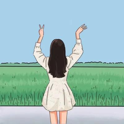 插画情头一对两张一左一右图片
