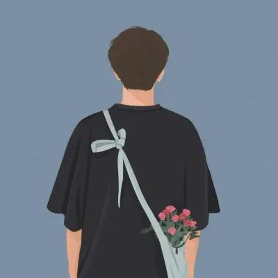 插画情头一对两张一左一右图片