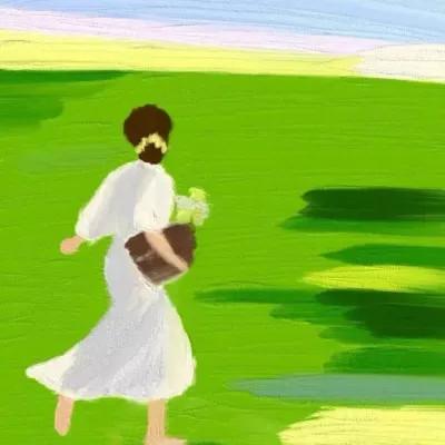 插画情头一对两张一左一右图片