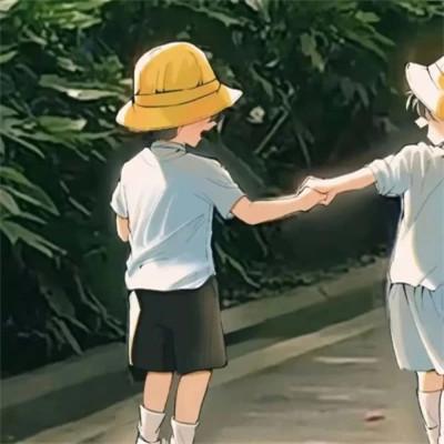 插画情头一对两张一左一右图片