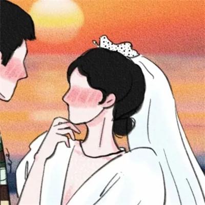 插画情头一对两张一左一右图片