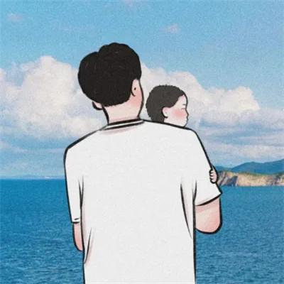 插画情头一对两张一左一右图片