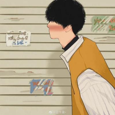 插画情头一对两张一左一右图片