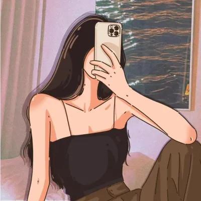 插画情头一对两张一左一右图片