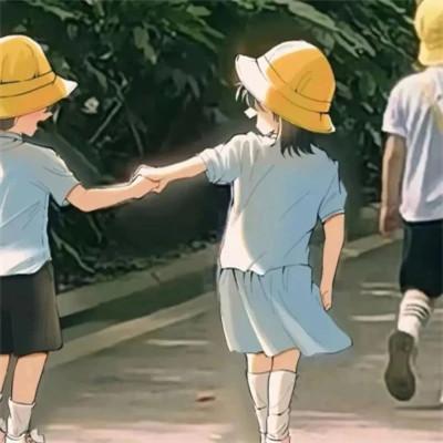插画情头一对两张一左一右图片