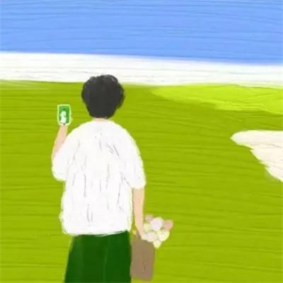 插画情头一对两张一左一右图片