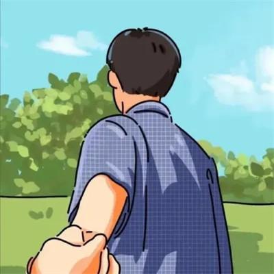 插画情头一对两张一左一右图片