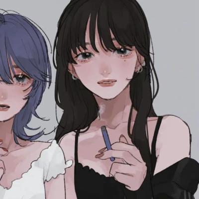 女生闺蜜头像一左一右动漫图片