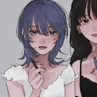 女生闺蜜头像一左一右动漫图片