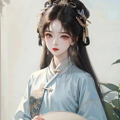 ai画古风美女人物头像图片