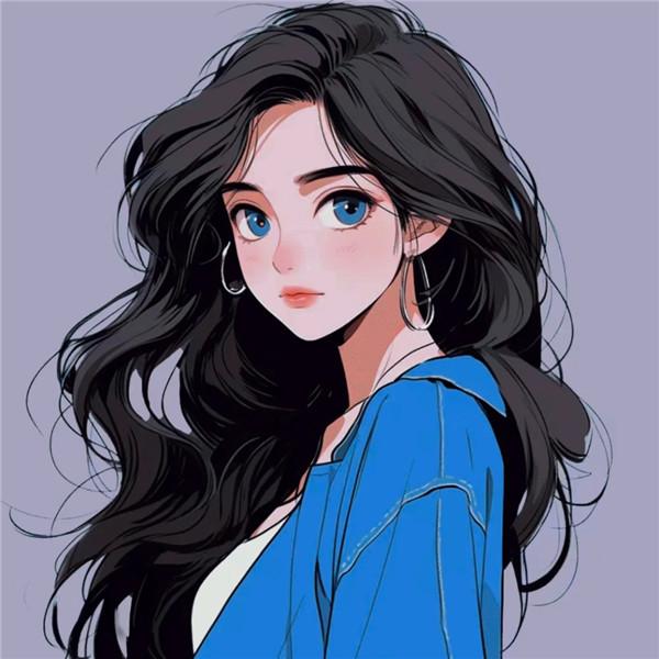 手绘头像女生唯美简约长发