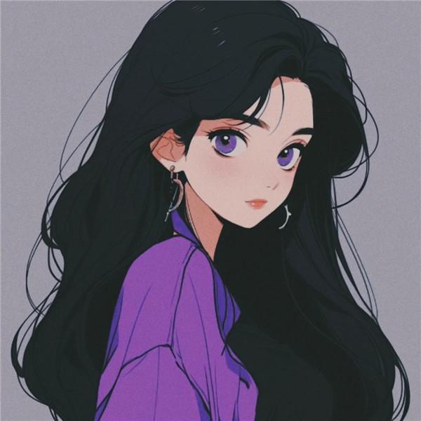 手绘头像女生唯美简约长发
