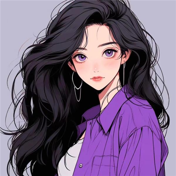 手绘头像女生唯美简约长发