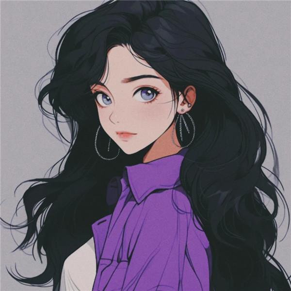 手绘头像女生唯美简约长发