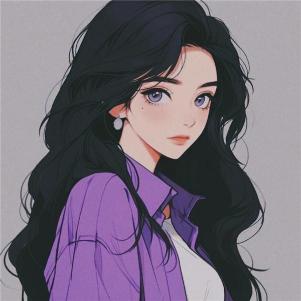手绘头像女生唯美简约长发