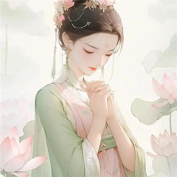温柔古风荷花动漫女子头像图片可爱