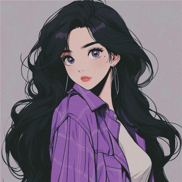 手绘头像女生唯美简约长发