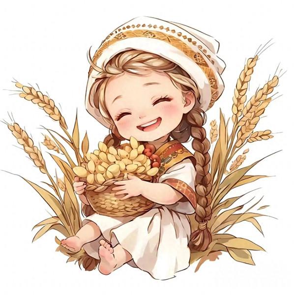 可爱小女孩丰收头像图片，让你感受收获的喜悦！