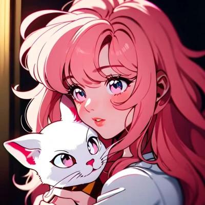 旧漫抱猫女头图片，抱猫女神
