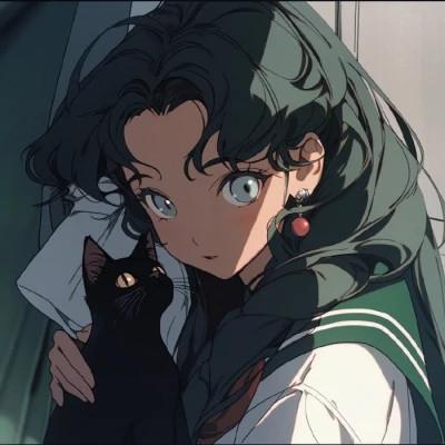 旧漫抱猫女头图片，抱猫女神