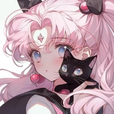 旧漫抱猫女头图片，抱猫女神