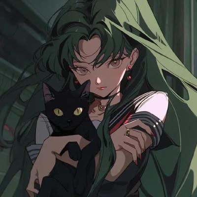 旧漫抱猫女头图片，抱猫女神