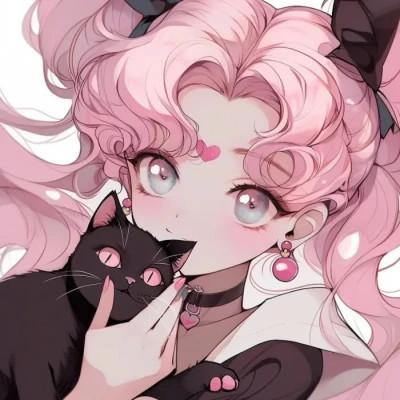 旧漫抱猫女头图片，抱猫女神