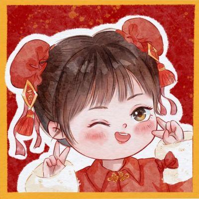 女生新年头像可爱卡通喜庆高清图片