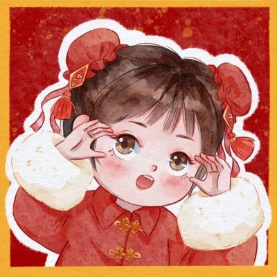 女生新年头像可爱卡通喜庆高清图片