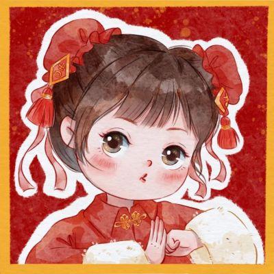女生新年头像可爱卡通喜庆高清图片