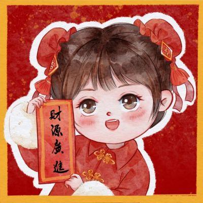 女生新年头像可爱卡通喜庆高清图片