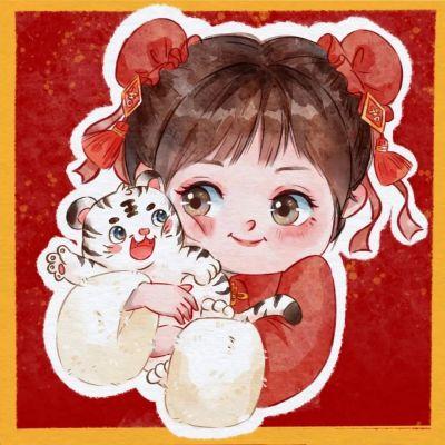 女生新年头像可爱卡通喜庆高清图片