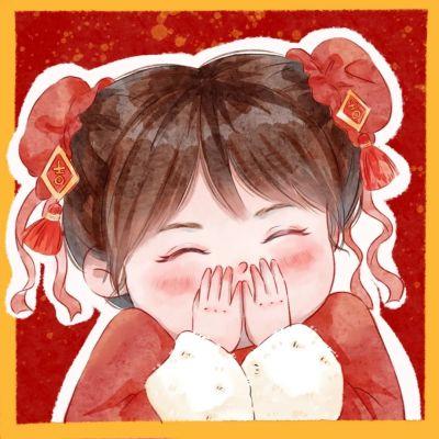 女生新年头像可爱卡通喜庆高清图片