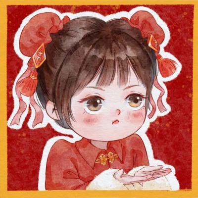 女生新年头像可爱卡通喜庆高清图片