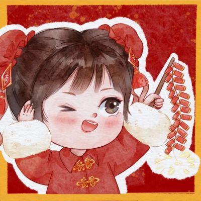 女生新年头像可爱卡通喜庆高清图片