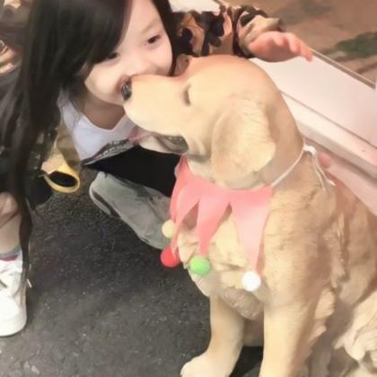 对象是狗系列情头真人 高清有爱女孩和狗情头一左一右图片