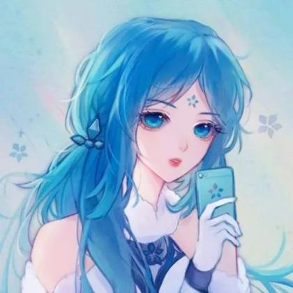 温柔蓝色系动漫头像女，高清好看的蓝色系动漫女头像简单图片