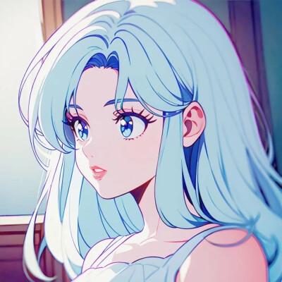复古漫画风女生头像高清图片