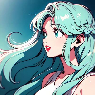 复古漫画风女生头像高清图片
