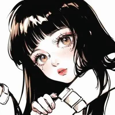 复古漫画风女生头像高清图片