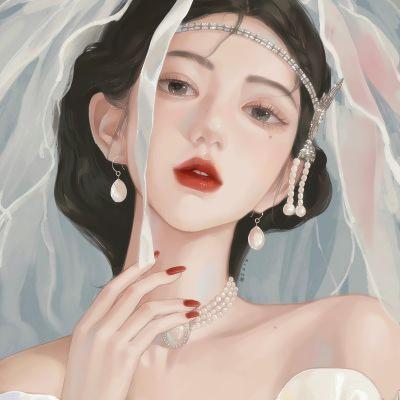 女生头像干净高冷插画 高清好看超美超有气质的手绘女生头像图片