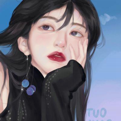女生头像干净高冷插画 高清好看超美超有气质的手绘女生头像图片