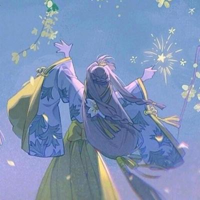动漫情头蓝色一对,高清好看的动漫情头星河仙气蓝色图片